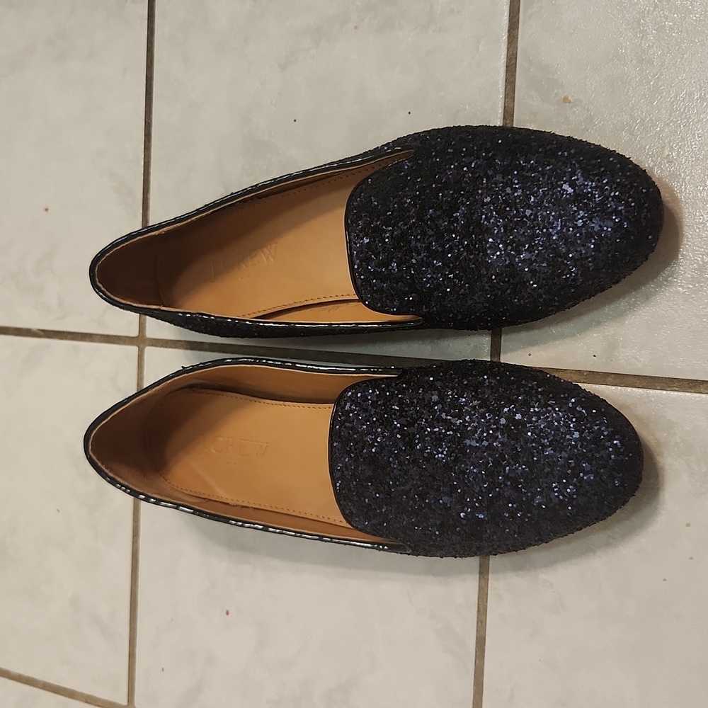 JCrew blue sequin women's loafers size 7.5